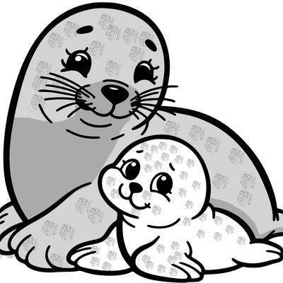 mother and baby seal