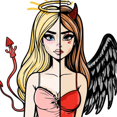 devil vs angel realistic girl