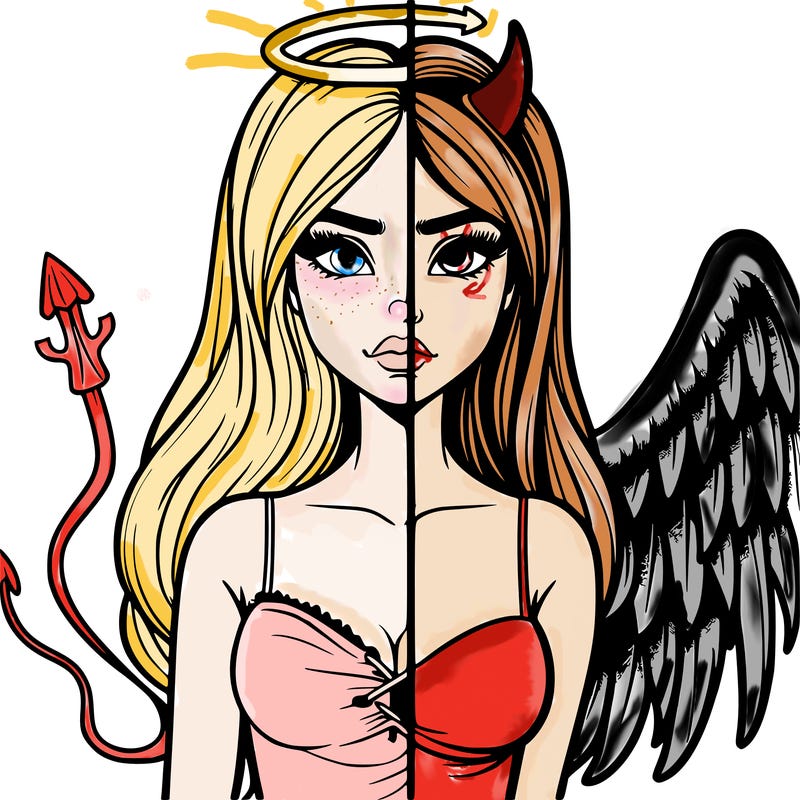 devil vs angel realistic girl