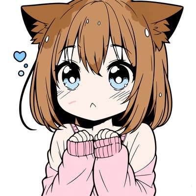 shy anime catgirl