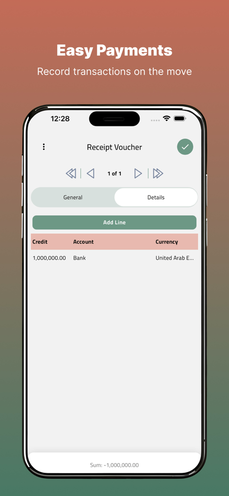 Xtra Go - Interface do aplicativo Xtra Go para registrar comprovantes de recibo e transações comerciais em um dispositivo móvel.
