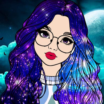 girl with long hair and freckles and glasses realistic