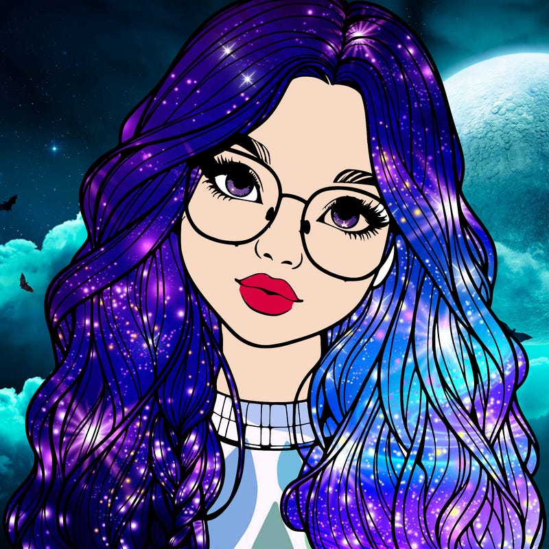 girl with long hair and freckles and glasses realistic