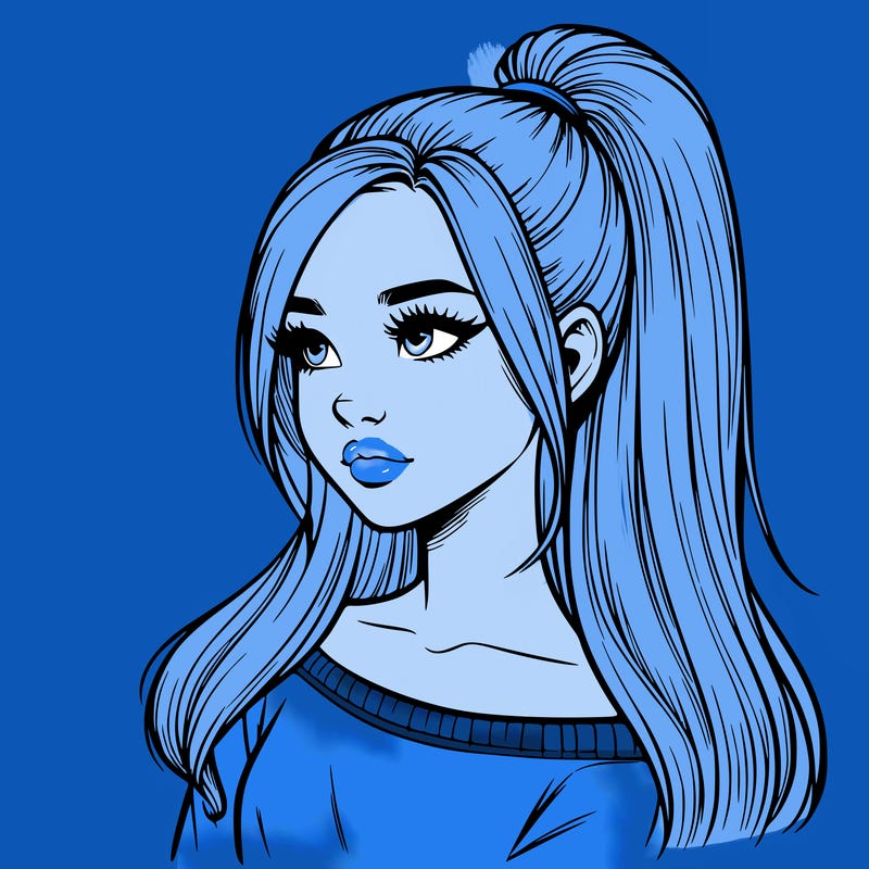 realistic girl with a high ponytail