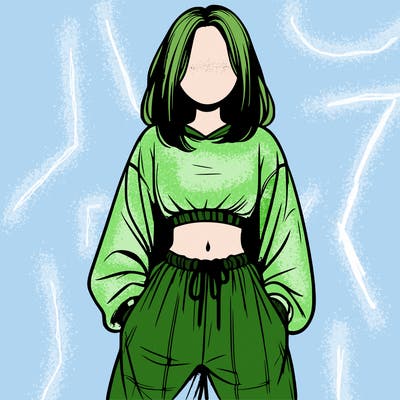 realistic girl faceless with baggy pants and a crop top