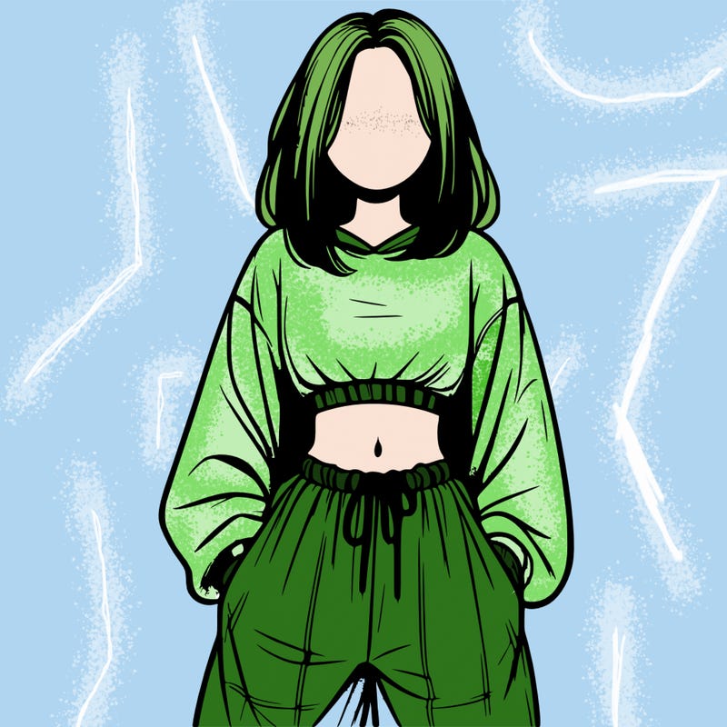 realistic girl faceless with baggy pants and a crop top