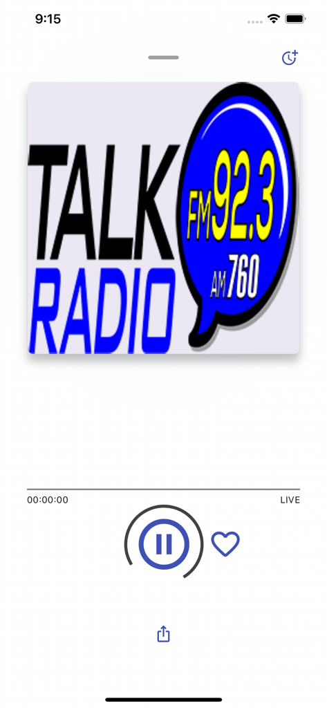 Talk Radio 92.3 - Talk Radio 92.3 live player with station logo and playback controls