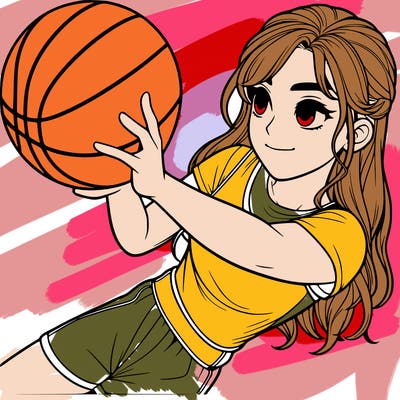 realistic girl playing basketball