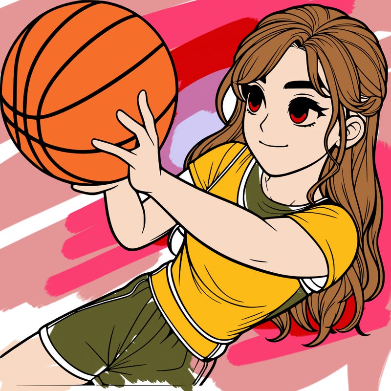 realistic girl playing basketball