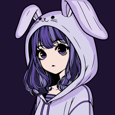 realistic girl wearing a bunny hoodie