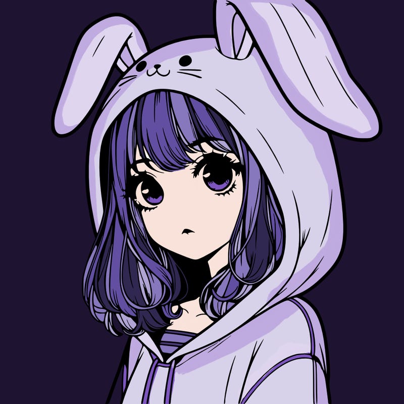 realistic girl wearing a bunny hoodie