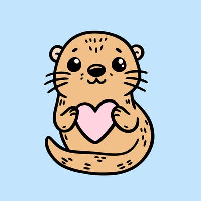 otter with a heart