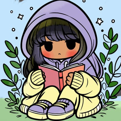 girl in oversized hoodie reading a book