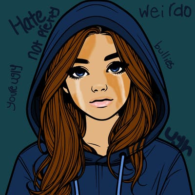 realistic girl with a hoodie
