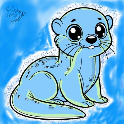 otter, big eyes, full body