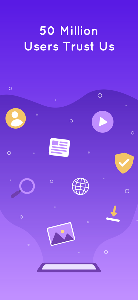 Promotional screen for Tunnel Guard Security VPN stating 50 million users trust the app