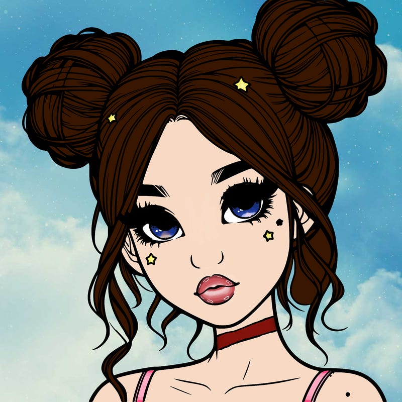realistic girl with space buns
