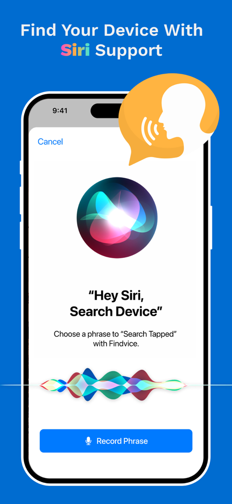 Smartphone screen showing Siri voice search command for finding lost earbuds.