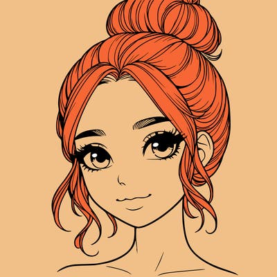 realistic pretty girl with hair in bun