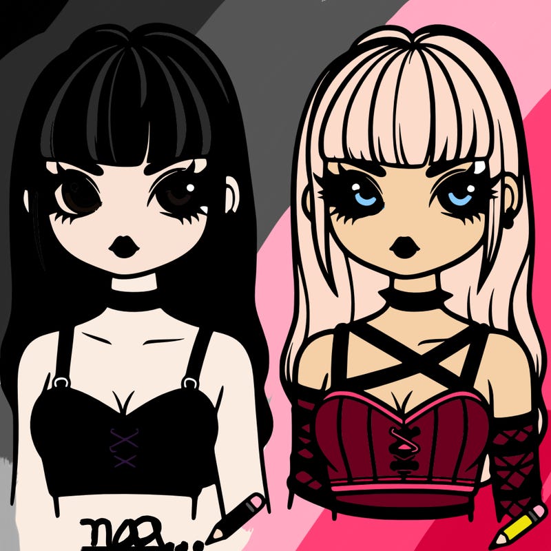 ok i want a gothic girl with bangs and a sports bra