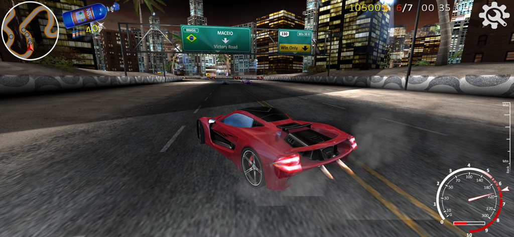 XTrem Racing - A red supercar racing through a neon lit city at night in XTrem Racing