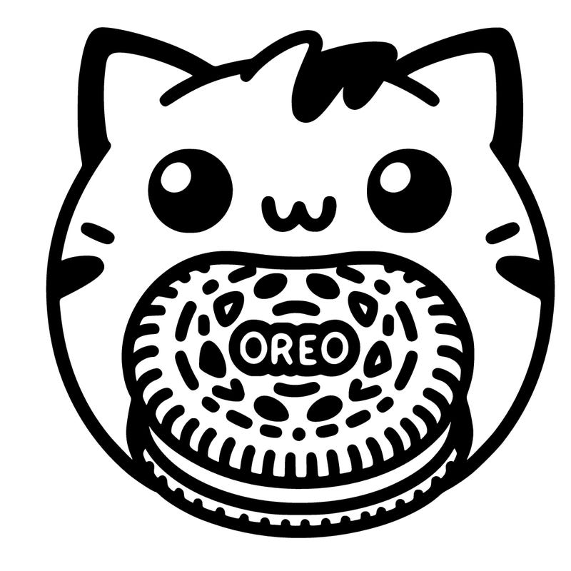 oreo in a cat’s mouth