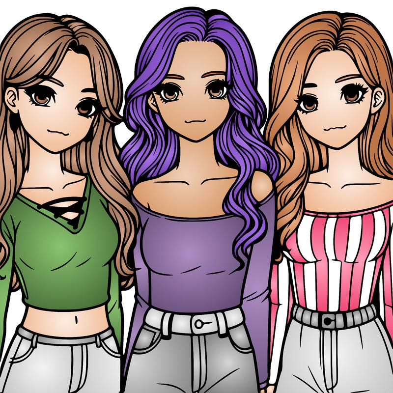 a group of realistic girls