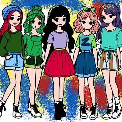 a group of five girls