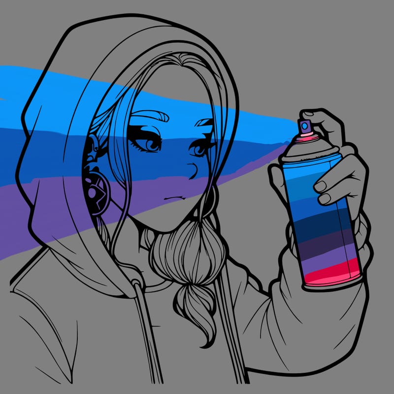 a realistic girl, spray painting