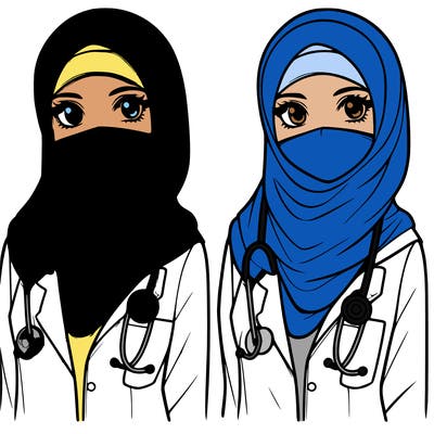 a muslim woman with a veil who is a doctor realistic