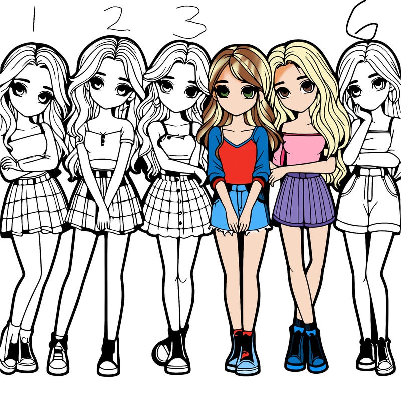 a group of girls realistic