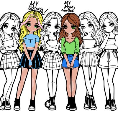 a group of girls realistic