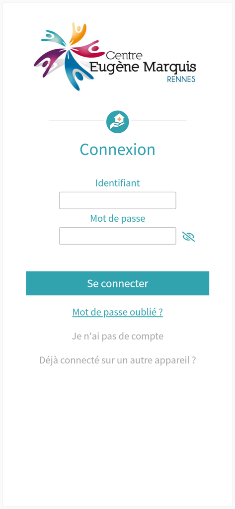 CEM@santé - Login screen of the CEM@sante patient portal app for Centre Eugene Marquis