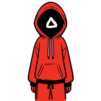 faceless girl in a tracksuit with a hood on and no hair