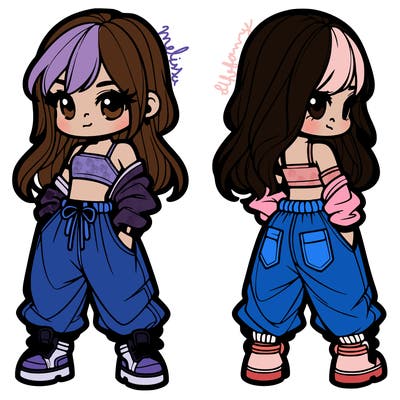 girl in crop top and baggy pants