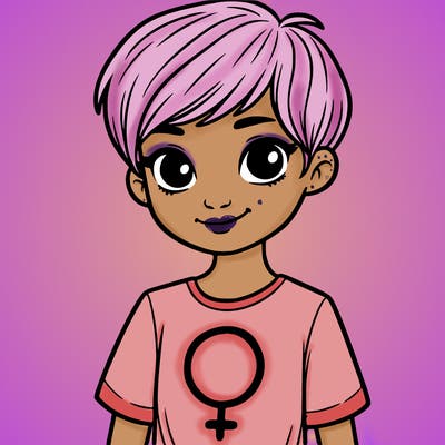 girl with pixie cut and feminist shirt
