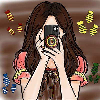 a realistic girl holding her phone taking pictures