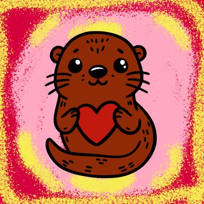 otter with a heart