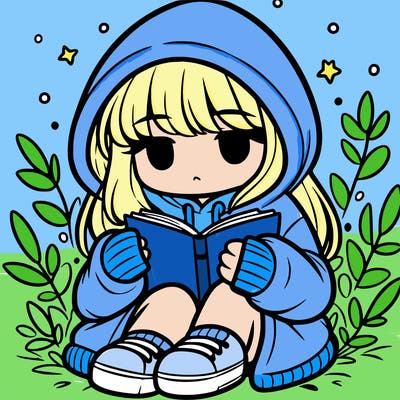 girl in oversized hoodie reading a book