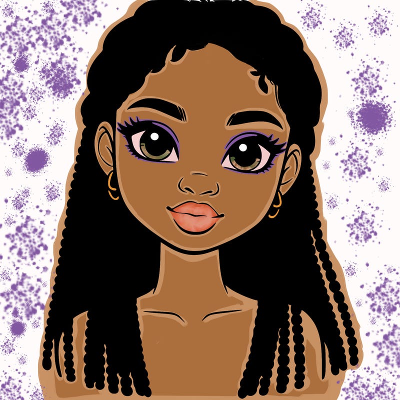 a realistic black girl with braids