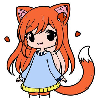 girl with cat ears and tail
