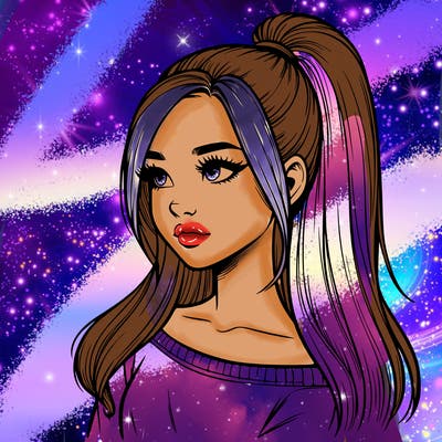 realistic girl with a high ponytail