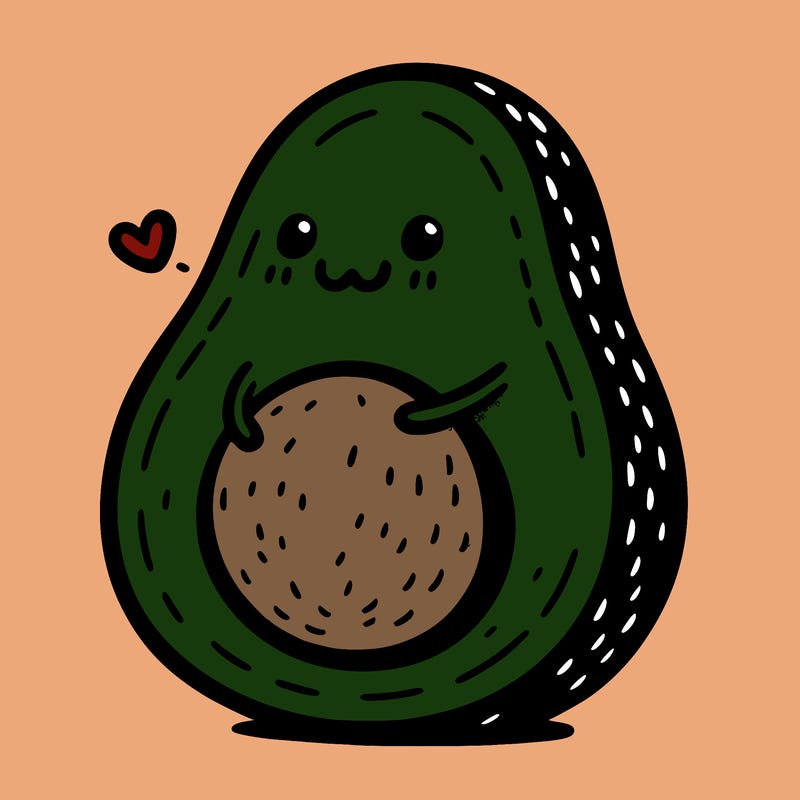 an avocado hugging an avocado