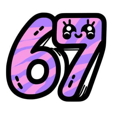the numbers 67