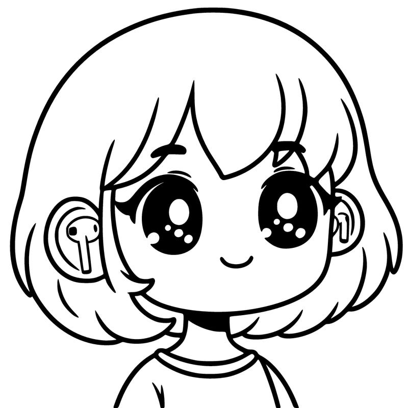 a girl with short hair and airpods