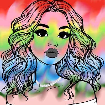 realistic girl with wavy hair and lips