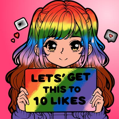 girl holding up sign that says let’s get this to 10 likes realistic