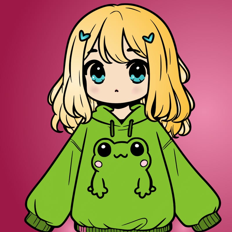 girl wearing frogging sweatshirt