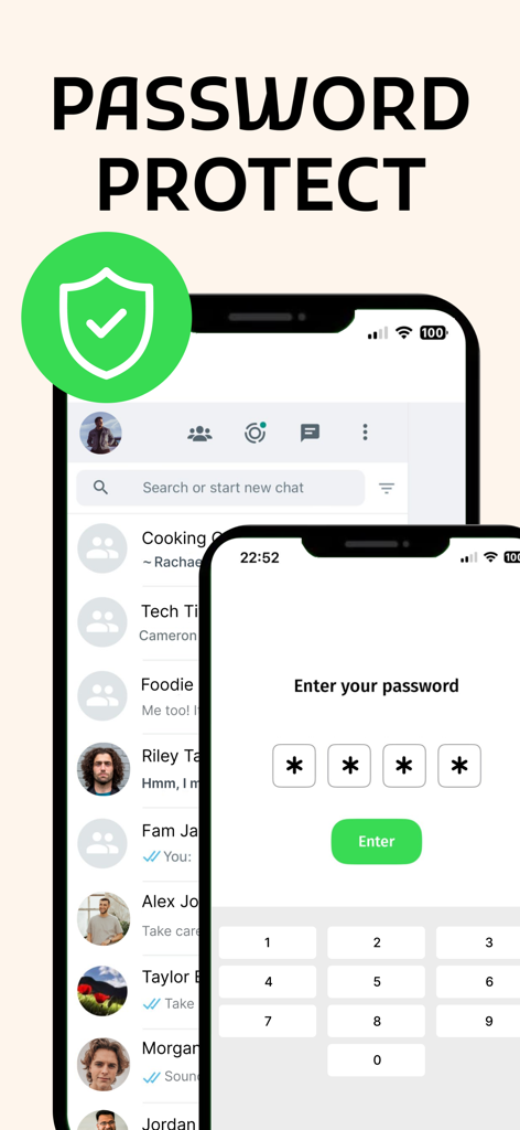 앱 보안을 위해 암호 입력 화면을 보여주는 스마트폰 인터페이스