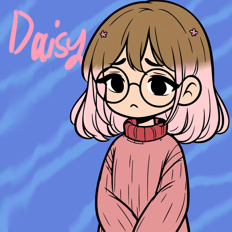 sad girl with glasses in a sweater